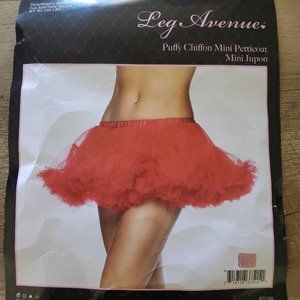 Leg Avenue Women's Red Puffy Chiffon Mini Petticoat Tutu Skirt OSFM